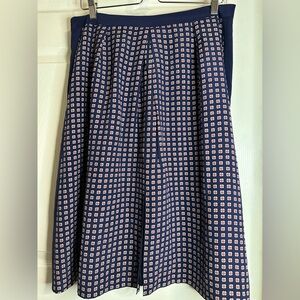 Madewell Blue and White Pleated A-Line Midi Skirt